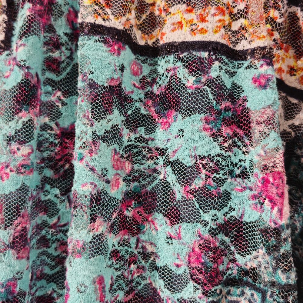 1love, Fire Sleeveless Colorful Floral Lace Summer Dress Womens Size Medium image 3
